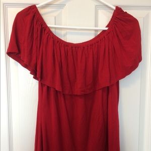Women’s Layered Peasant Shirt Red Medium